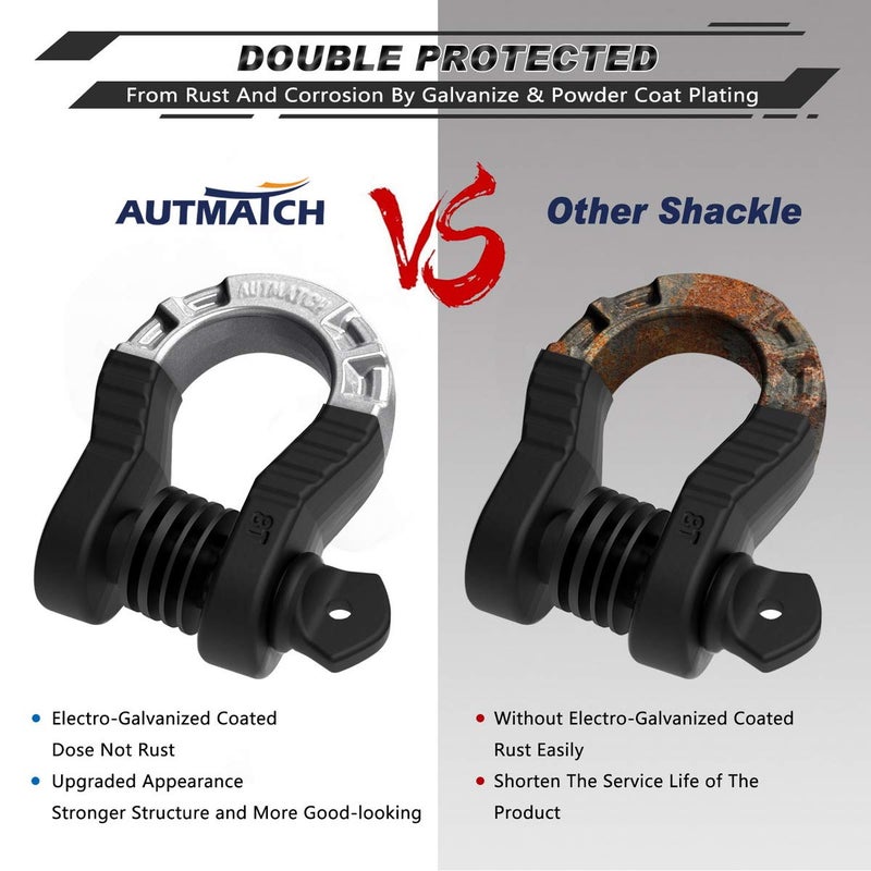 AUTMATCH D Ring Shackles 3/4 "" Mega Shackle (2 Pack) 68 000Ibs Break Strength - Clevis Shackle 7/8 "" Screw Pin  D Shackle Isolator & Washer Kit for Tow Strap Winch Off Road Vehicle Recovery  Matte Black - Image 5